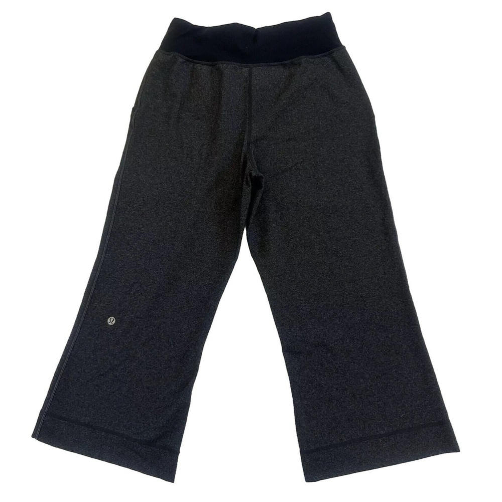 Lululemon Gray/Black Wide Leg Crop Pants Drawstring Waist Sz 2 - Picture 3 of 7